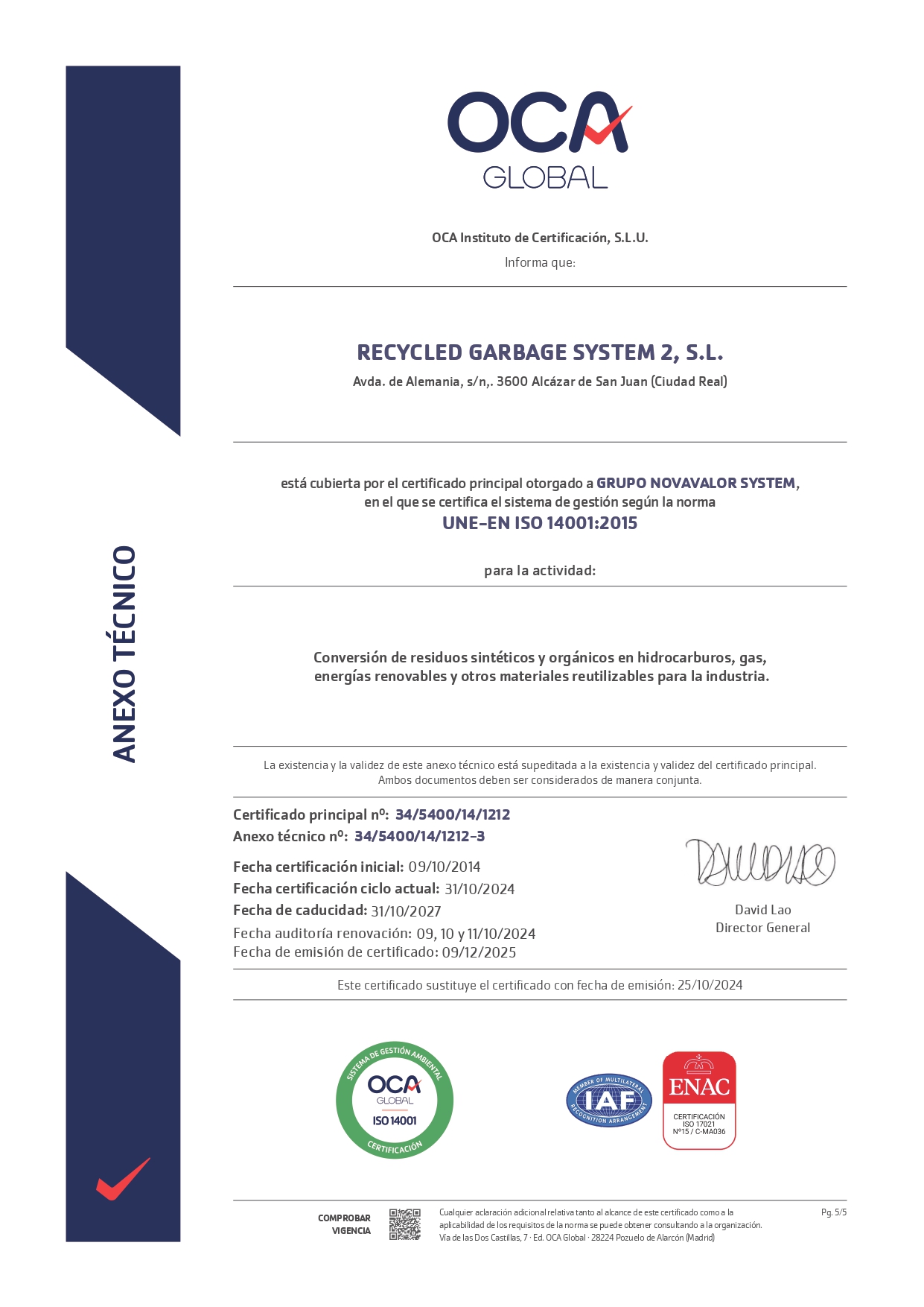 ISO 14001:2015 — Gestión ambiental